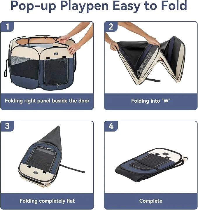 A4Pet Dog Playpen, Portable Pet Playpen, Pop Up Dog Playpen Indoor/Outdoor - Ideal for Small Medium Dogs - Removable Zippe...