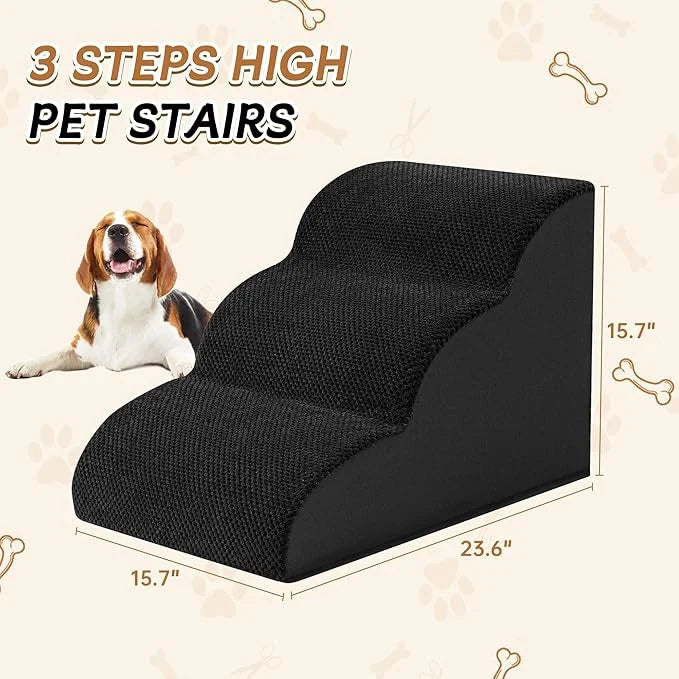 Romrol Dog Stairs Ramp for Beds Couches, Extra Wide Pet Steps with Durable Non-Slip Waterproof Fabric Cover, Pets Slope St...