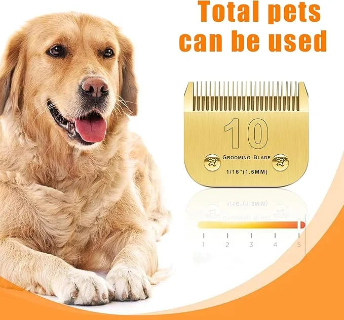 10 Blades Compatible With Andis/Oster A5/Wahl KM-10 Series Dog Clippers - Detachable Replacement Grooming Blades (Gold 10#...