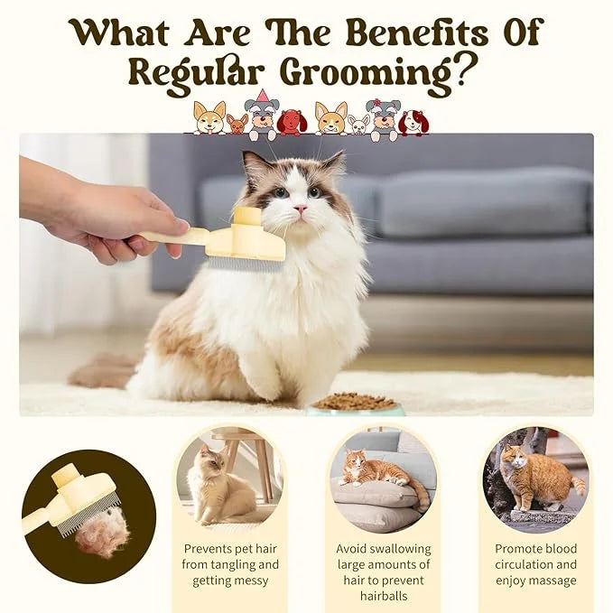 1Pcs Pet comb and Wall Corner Massage comb,for Dogs & Cats with Long & Short Stainless Steel Metal Teeth for Shedding and ...