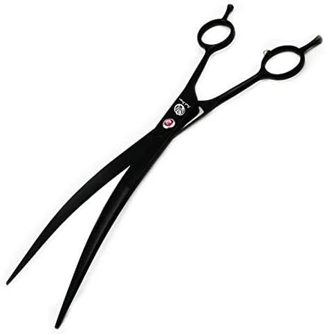 Purple Dragon 9.0 inch Twin Tails Downward Curved Blade Pet Grooming Scissors Dog Hair Cutting Shears with Bag for Profess...