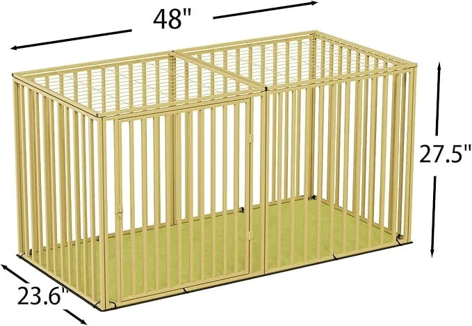 Steel Tube Heavy Large Dog Crate with Mat Base, 48" L x 28" H Dog Crates for Medium Large Dogs, Big Dog Cage, Dog Kennel, ...