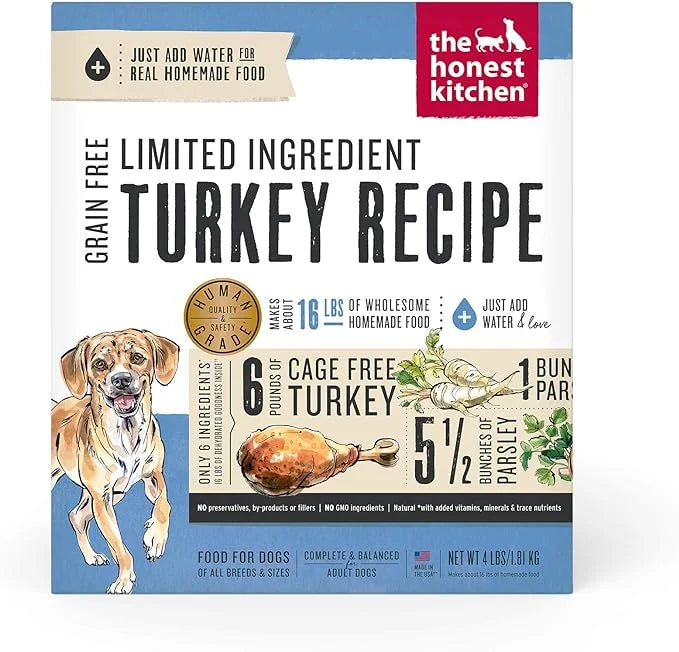 The Honest Kitchen Dehydrated Limited Ingredient Turkey Dog Food, 4 lb Box - Product Image