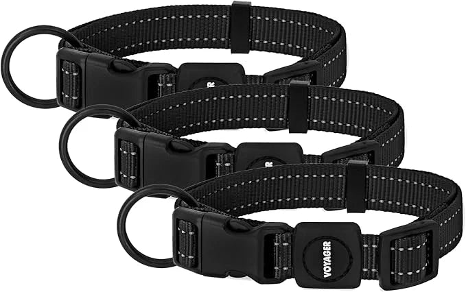 Best Pet Supplies Reflective Dog Collar with Adjustable Length, Heavy-Duty Buckle, and Strong Leash D-Ring, Training, Walk...