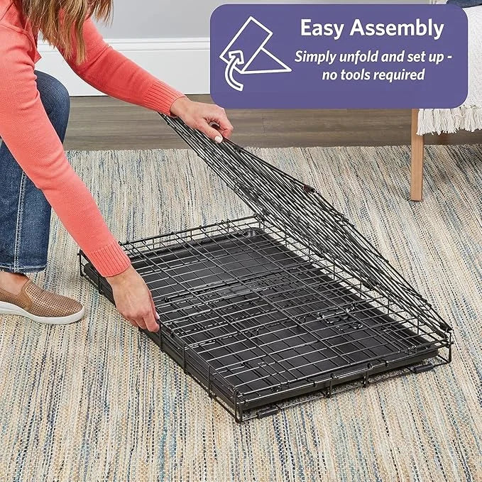 MidWest Homes for Pets Newly Enhanced Single & Double Door iCrate Dog Crate, Includes Leak-Proof Pan, Floor Protecting Fee...