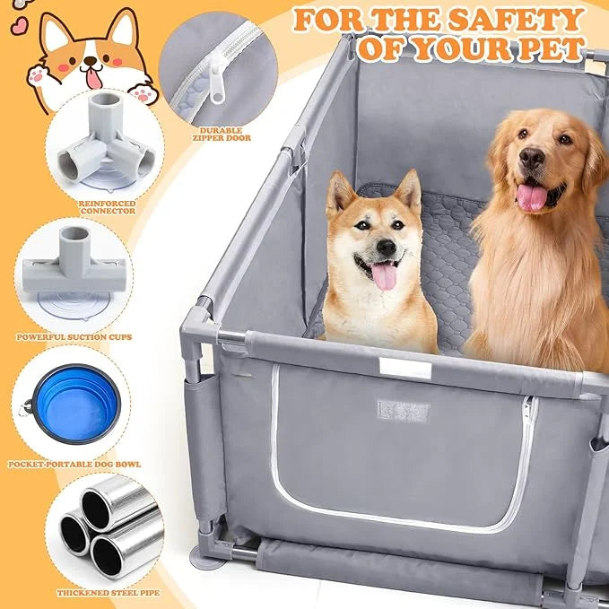 Whelping Box for Dogs and Puppies 48x48x18 inch Pet Whelping Box with Washable Pee Pads and Collapsible Dog Bowl for Mediu...