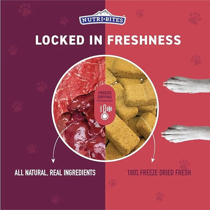 NutriBites Freeze Dried Beef Recipe Dog & Cat Treats, 4oz | Healthy Pet Training Treats or Food Topper | All Natural, Sing...