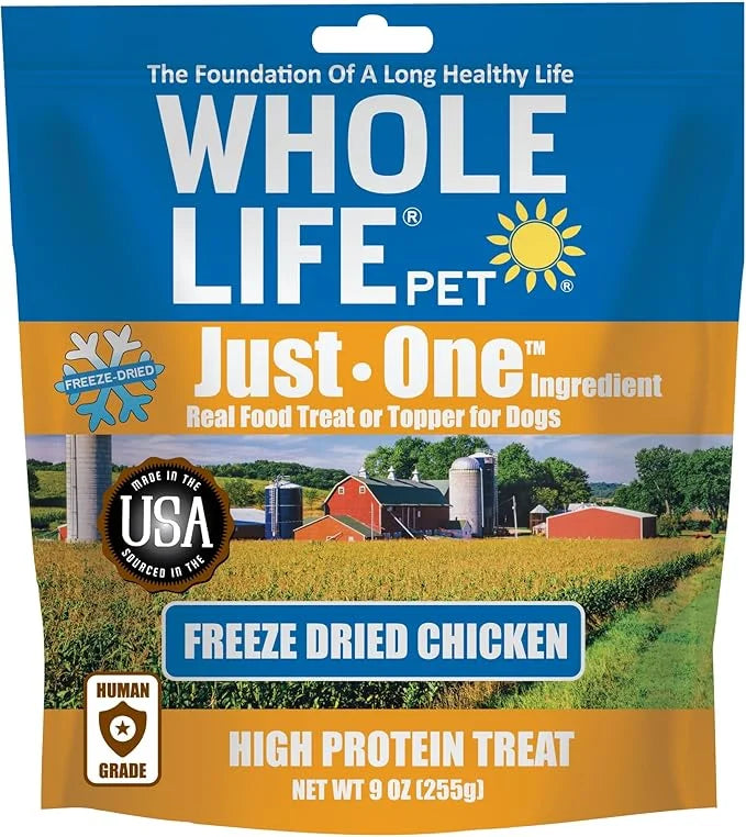 Whole Life Pet Just One Chicken - Dog Treat Or Topper - Human Grade, Freeze Dried, One Ingredient - Protein Rich, Grain Fr...