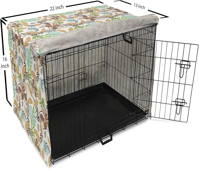 Lunarable Paint Dog Crate Cover, Leaf Petals Flourish Summer Florets Dahlia Romantic Girls, Easy to Use Pet Kennel Cover f...