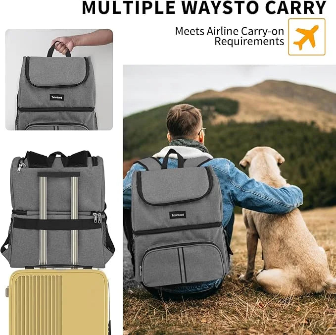Dog Bags For Traveling Dog Diaper Bag Airline Approved Dog Food Travel Bag with 2 Food Storage Containers Bag Pet Camping ...