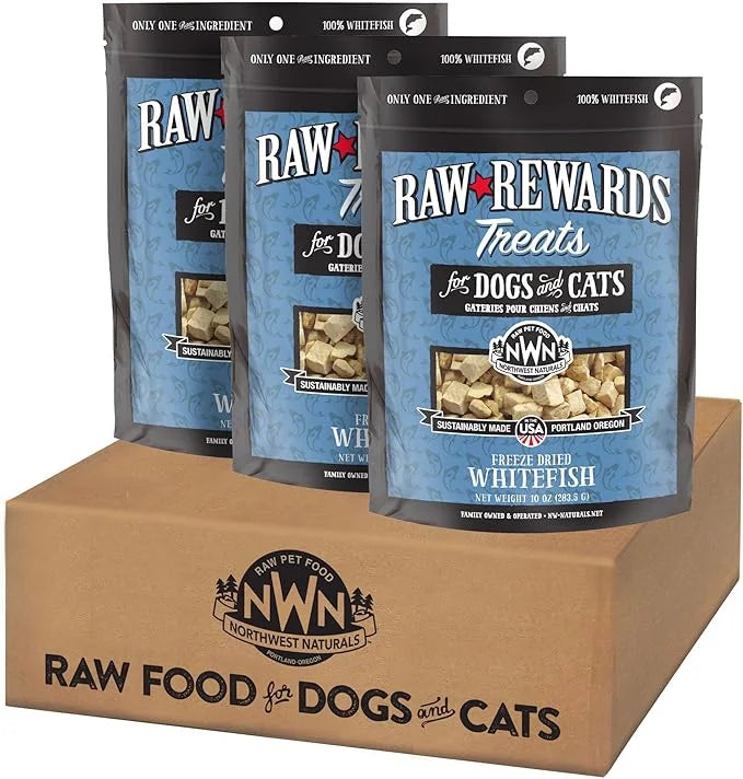 Northwest Naturals Raw Rewards Freeze-Dried Whitefish Treats for Dogs and Cats - Bite-Sized Pieces - Healthy, 1 Ingredient...