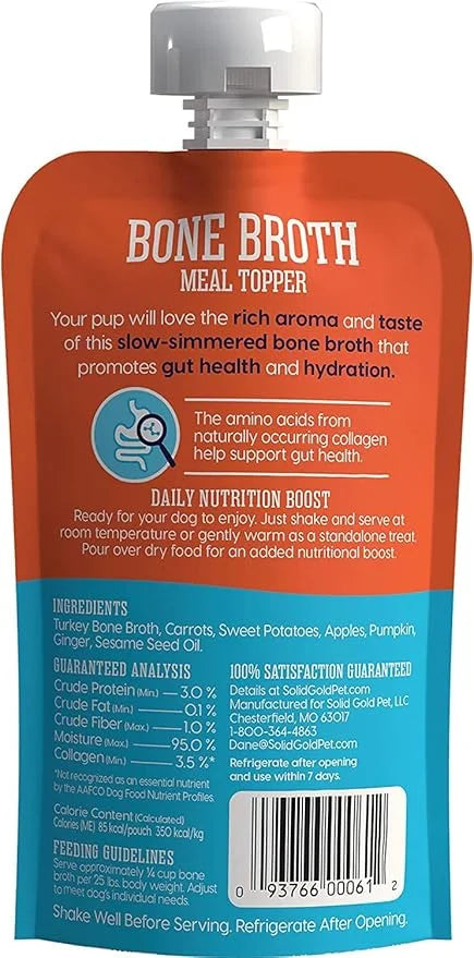 Solid Gold Turkey Bone Broth for Dogs - Grain Free Dog Food Topper Rich in Collagen and Superfoods - Nutrient Dense Dog Gr...