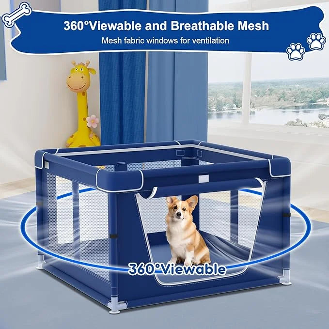 42x42x26 Inches Puppy Playpen with Gate, Small Dog & Puppy Playpen for Indoor & Outdoor, Sturdy Safety Dog Crate with Dura...