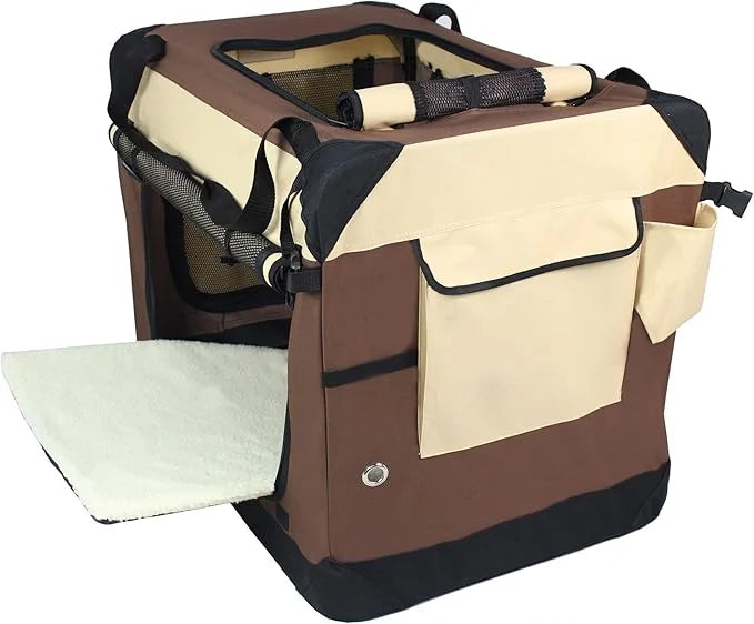 EliteField 4-Door Folding Soft Dog Crate with Curtains, Carrying Bag and Fleece Bed (2 Year Warranty), Indoor & Outdoor Pe...