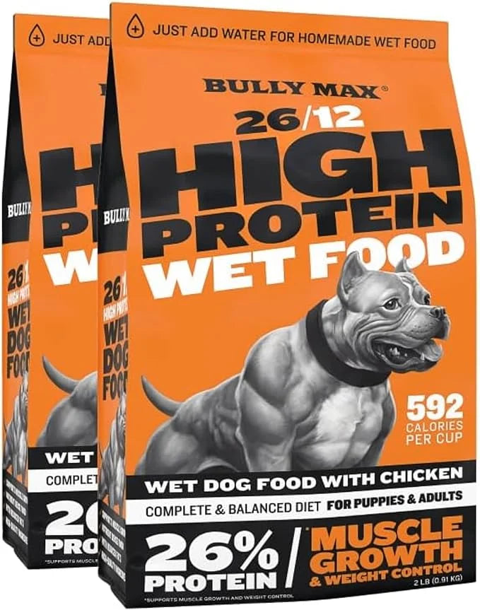 Bully Max Wet Dog Food - Instant Fresh Dehydrated High Protein Soft Puppy & Adult Dog Food with Chicken - Healthy Muscle G...