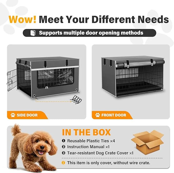 24In Tear-Resistant & Breathable Dog Crate Cover, 1680D Heavy-Duty Windproof Fabric. Efficient Moisture Removal and Ventil...