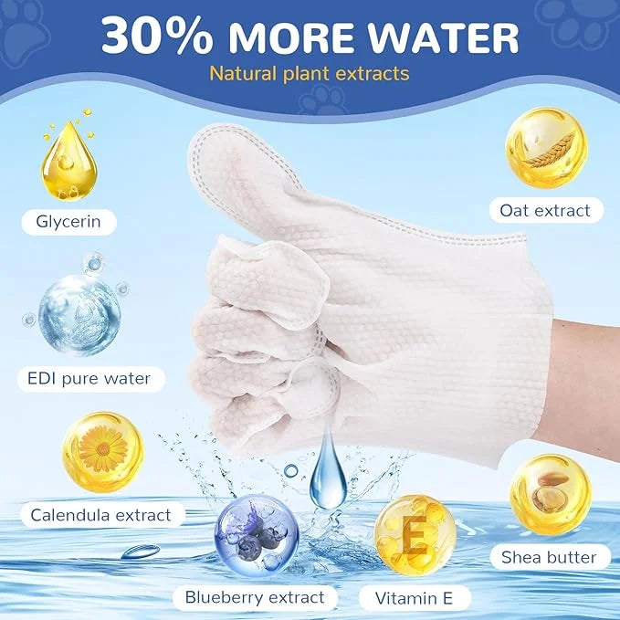 10 Pcs Pet Cleaning Glove Wipes for Dogs & Cats, Hypoallergenic Grooming Wipes, Dog Wipes for Paws and Buttocks, Dog Wipes...