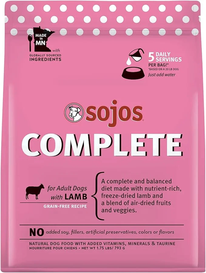 SOJOS Complete Lamb Recipe Dehydrated Dog Food, 1.75 lb, Pink - Product Image