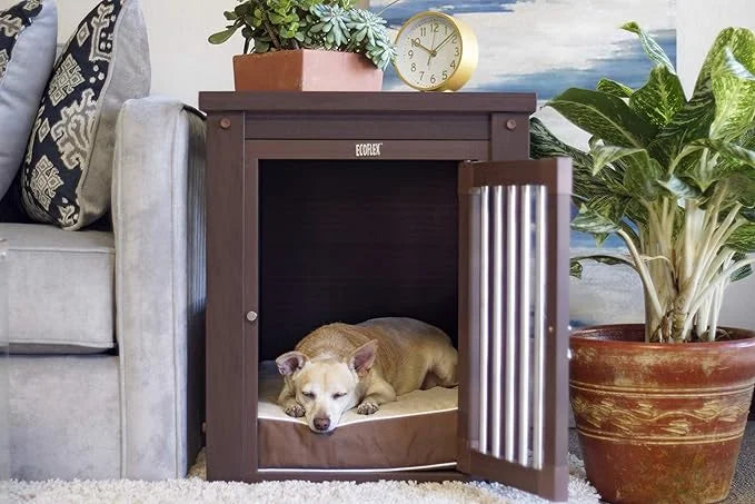 New Age Pet® ECOFLEX® Dog Crate End Table - Medium, Russet Brown, Durable Wood-Plastic Composite with Stainless Steel Latc...