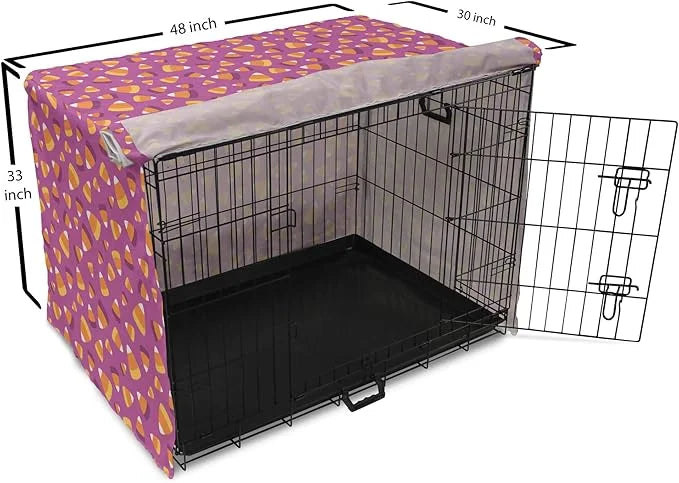 Lunarable Candy Corn Dog Crate Cover, Continuing Interpretation of Triangular Sugary Elements, Easy to Use Pet Kennel Cove...