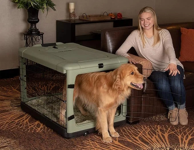 Pet Gear “The Other Door” 4 Door Steel Crate for Dogs/Cats with Garage-Style Door, Includes Plush Bed + Travel Bag, No Too...