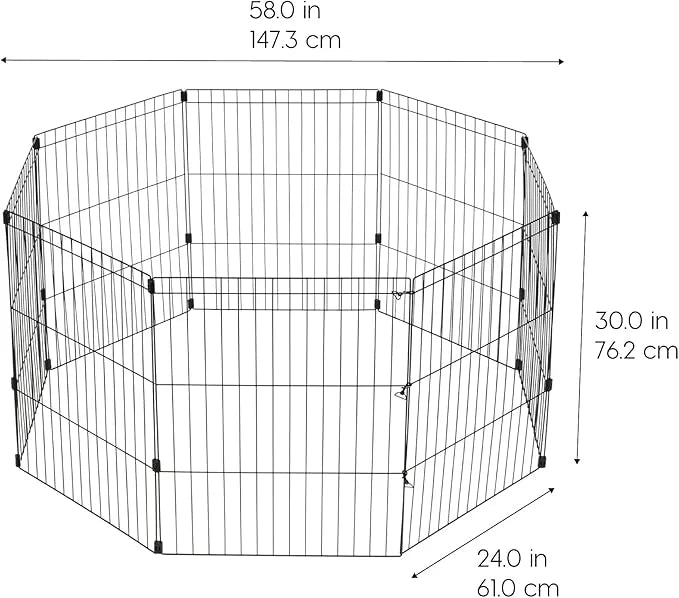 IRIS USA Metal Dog Playpen, 8-Panel 30" Pet Playpen, Puppy Playpen, Indoor/Outdoor Dog Fence, 58 x 58 x 30, Foldable, Cust...