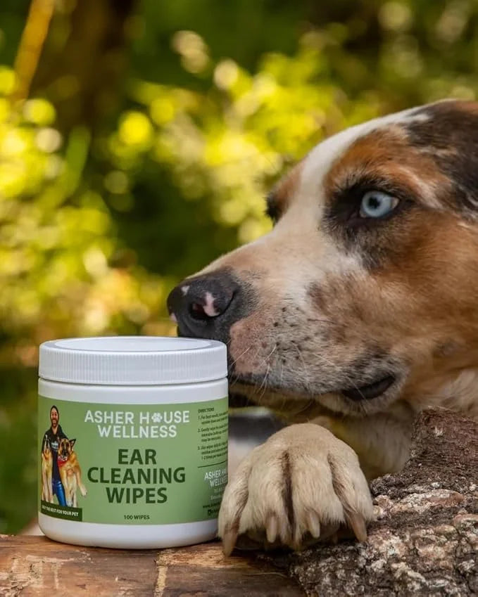 ASHER HOUSE WELLNESS Pet Ear Cleaning Wipes - Dog & Cat Plant-Based Ears Cleaner, Remove Wax & Dirt, Relieve Itch, Prevent...