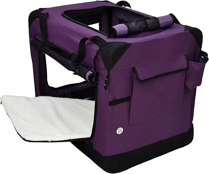 EliteField 4-Door Folding Soft Dog Crate with Curtains, Carrying Bag and Fleece Bed (2 Year Warranty), Indoor & Outdoor Pe...