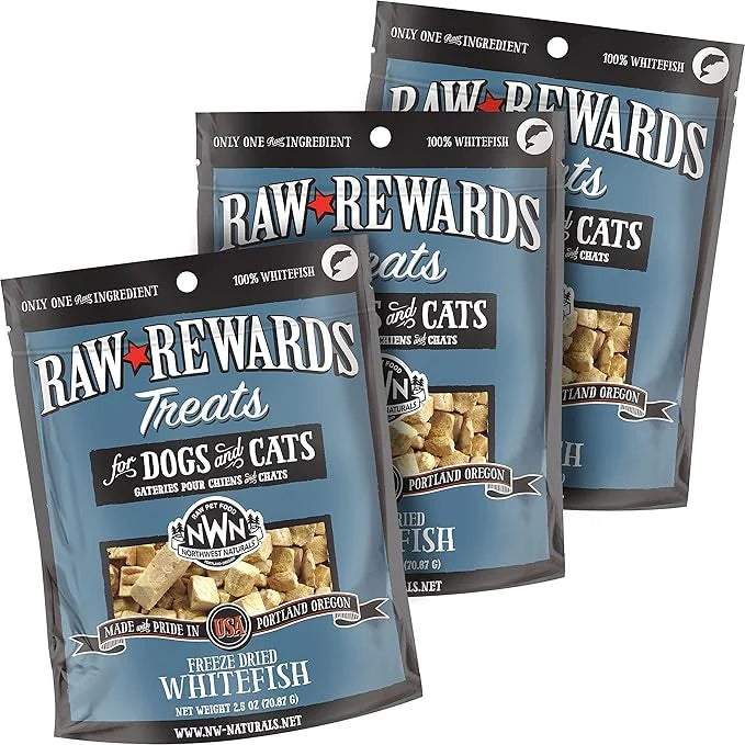 Northwest Naturals Raw Rewards Freeze-Dried Whitefish Treats for Dogs and Cats - Bite-Sized Pieces - Healthy, 1 Ingredient...