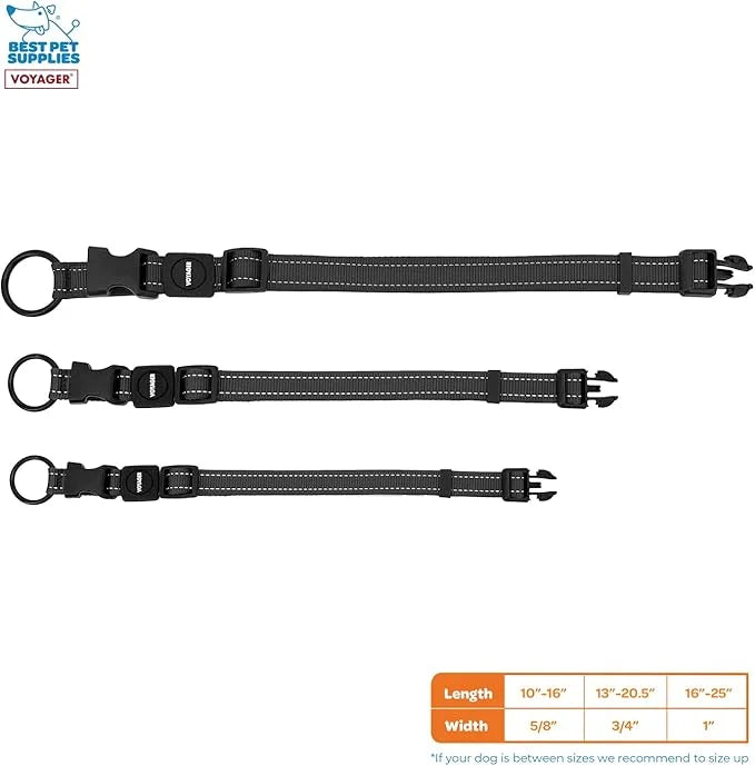 Best Pet Supplies Reflective Dog Collar with Adjustable Length, Heavy-Duty Buckle, and Strong Leash D-Ring, Training, Walk...