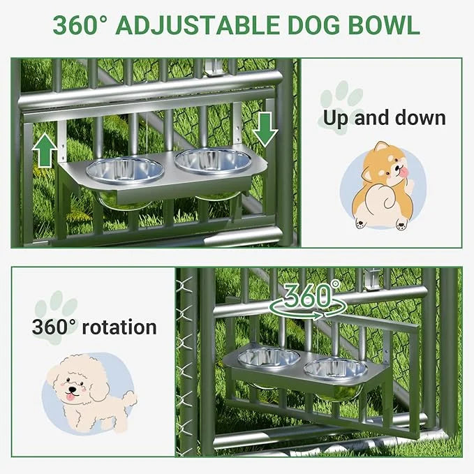 Rovibek Outdoor Dog Kennel with Roof, 6.7 X 6.7 Outside Kennel Heavy Duty Dog Run Fence with Waterproof Sun-Proof Cover, O...