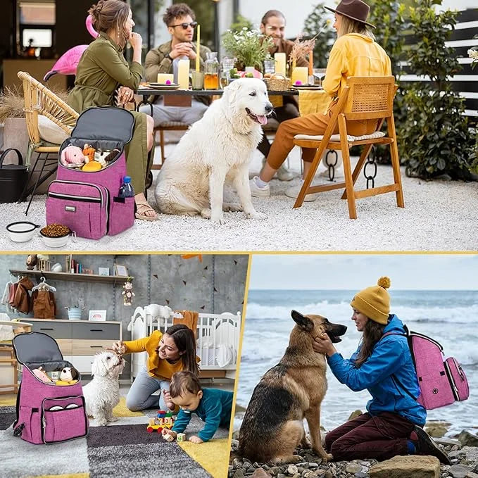 BAGLHER Travel Dog Backpack - Detachable Travel Dog Food Container for Pet Supplies Dog Gear Backpack,Dog Bag for Travelin...