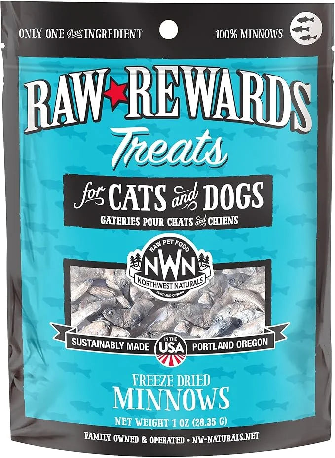 Northwest Naturals Raw Rewards Freeze-Dried Minnow Treats for Dogs and Cats - Bite-Sized Pieces - Healthy, 1 Ingredient, H...