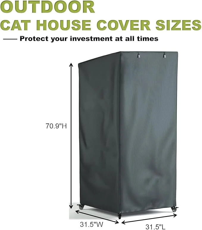 Outdoor Cat House Cover, Extremely Waterproof Feral Cattery Cat Cover, Cat Enclosure Cover, 600 D Heavy Duty Rain Sheet , ...