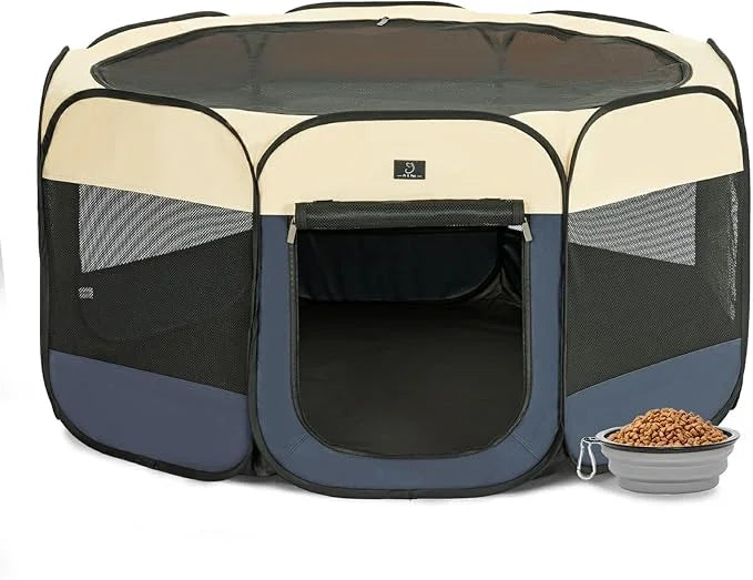 A4Pet Dog Playpen, Portable Pet Playpen, Pop Up Dog Playpen Indoor/Outdoor - Ideal for Small Medium Dogs - Removable Zippe...
