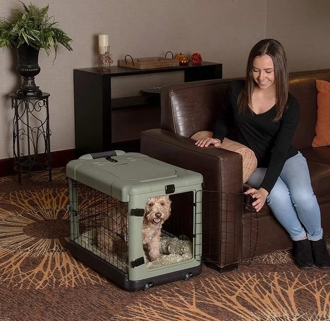 Pet Gear “The Other Door” 4 Door Steel Crate for Dogs/Cats with Garage-Style Door, Includes Plush Bed + Travel Bag, No Too...