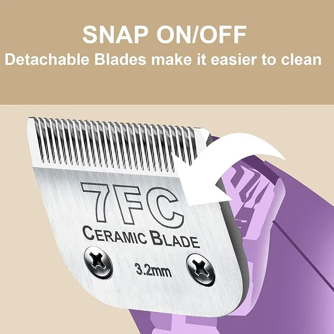 2 Pack Detachable Pet Dog Grooming Clipper Ceramic Blades,Compatible with Andis Size-7FC Cut Length 1/8"(3.2mm),Compatible...