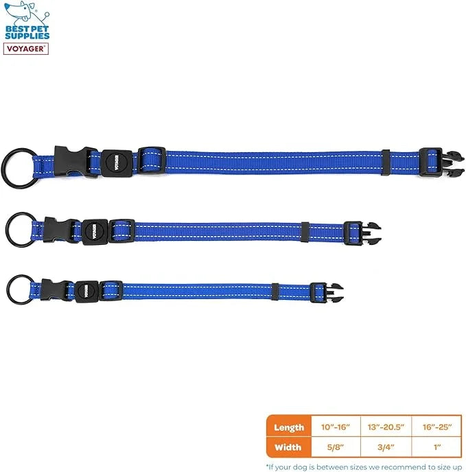 Best Pet Supplies Reflective Dog Collar with Adjustable Length, Heavy-Duty Buckle, and Strong Leash D-Ring, Training, Walk...