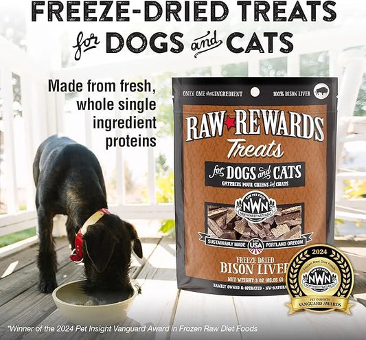 Northwest Naturals Raw Rewards Freeze-Dried Bison Liver Treats for Dogs and Cats - Bite-Sized Pieces - Healthy, 1 Ingredie...