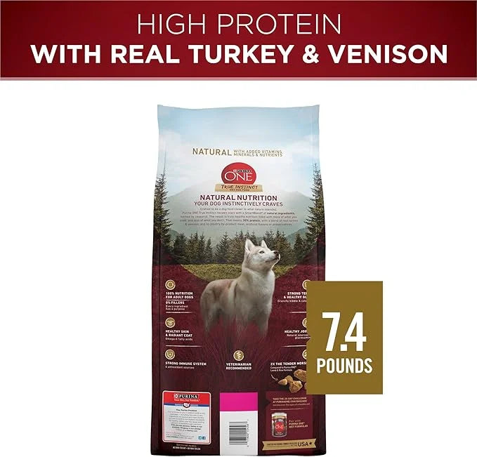 Purina ONE True Instinct With A Blend Of Real Turkey and Venison Dry Dog Food - 7.4 lb. Bag - Product Image