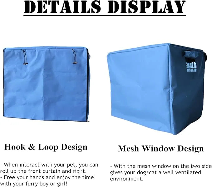 Dog Crate Cover Waterpoof Blue Pet Kennel Covers for Puppy Cat Indoor Outdoor Fit for 1 Door Wire Crate, 35.43x22.05x26.77...