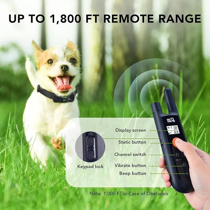 DOG CARE Dog Training Collar with Remote - Dog Shock Collar for All Dogs with 1800FT Remote, Rechargeable Dog Bark Collar ...