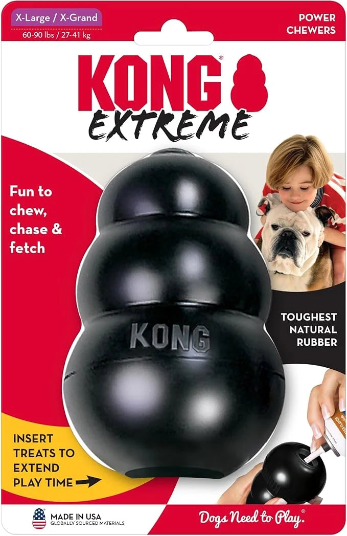 KONG Extreme Dog Toy - Fetch & Chew Toy - Treat-Filling Capabilities & Erratic Bounce for Extended Play Time Most Durable ...
