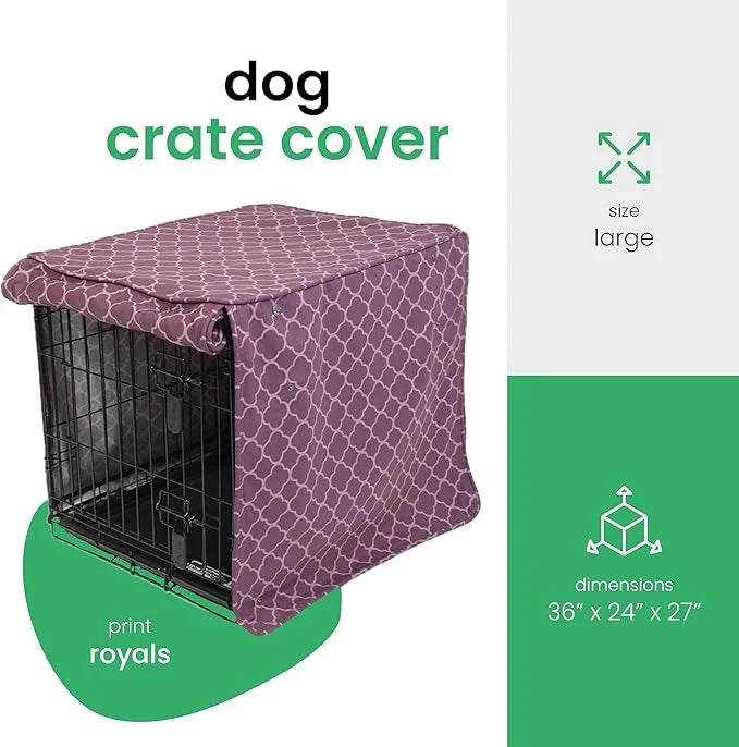 Molly Mutt Royals Dog Crate Cover, 100% Cotton Canvas Cover with 2 Roll-Up Panels, Ideal for Dog or Cat Crate, Durable, Wa...