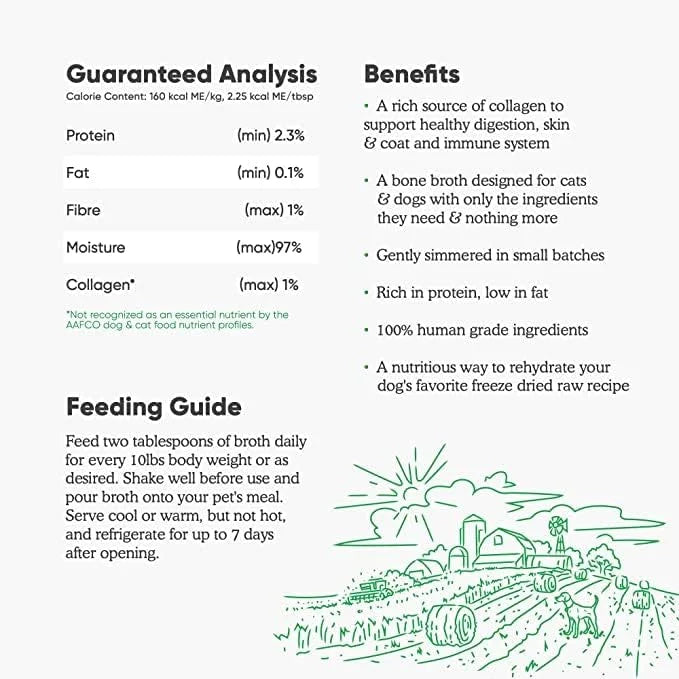 Open Farm Bone Broth, Food Topper for Both Dogs and Cats with Responsibly Sourced Meat and Superfoods Without Artificial F...