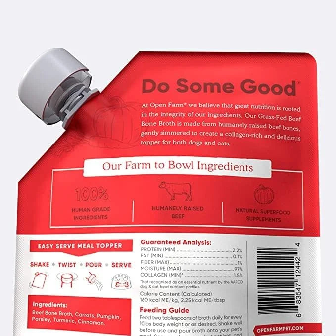 Open Farm Bone Broth, Food Topper for Both Dogs and Cats with Responsibly Sourced Meat and Superfoods Without Artificial F...