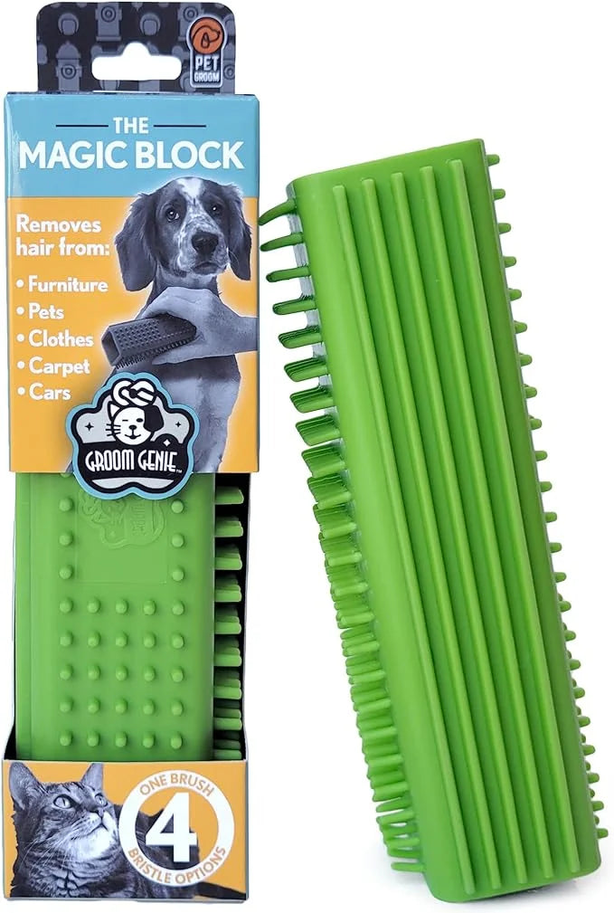Magic Pet Hair Block Brush (Field Green) | Ultimate Dog & Cat Hair Remover for Sofa, Furniture, Carpet, Bedding, and Cloth...