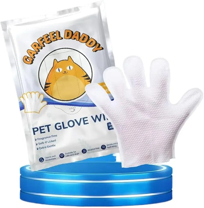 Extra Thick Pet Grooming Glove Wipes for Dogs & Cats, Cleaning & Odor-Controlling Grooming Gloves, Nourish Fur Glove Wipes...