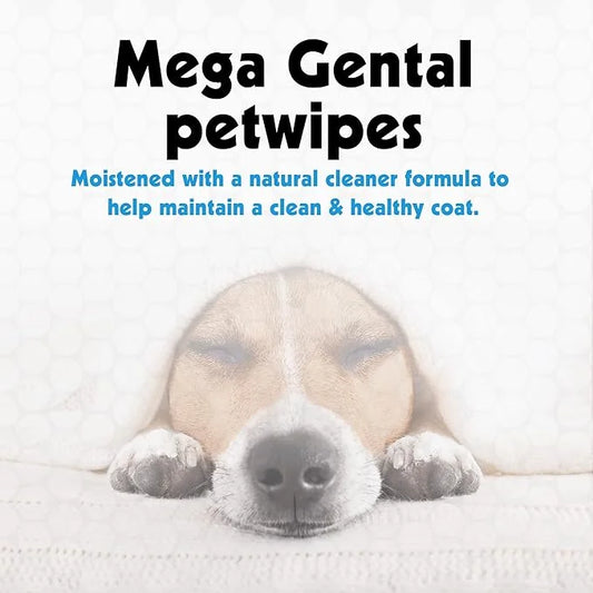 Petkin Mega PetWipes, 200 Wipes - Pet Wipes for Dogs and Cats - For Face, Paws, Ears, Body and Eye Area - Super Convenient...