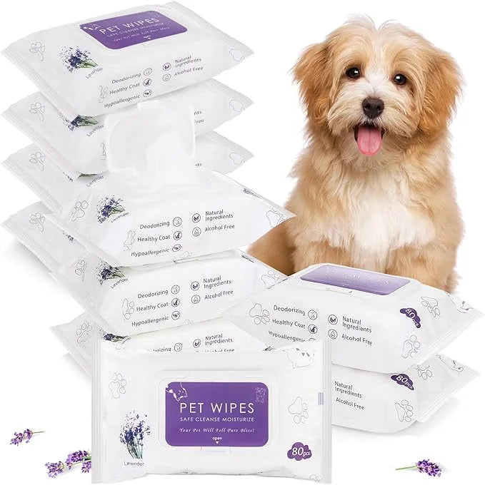 Treela 10 Packs of 800 Dog Wipes Pet Wipes Cat Grooming Supplies for Paws, Butt, Ear, Skin, Eye, Body Cleaning Bath Stain ...